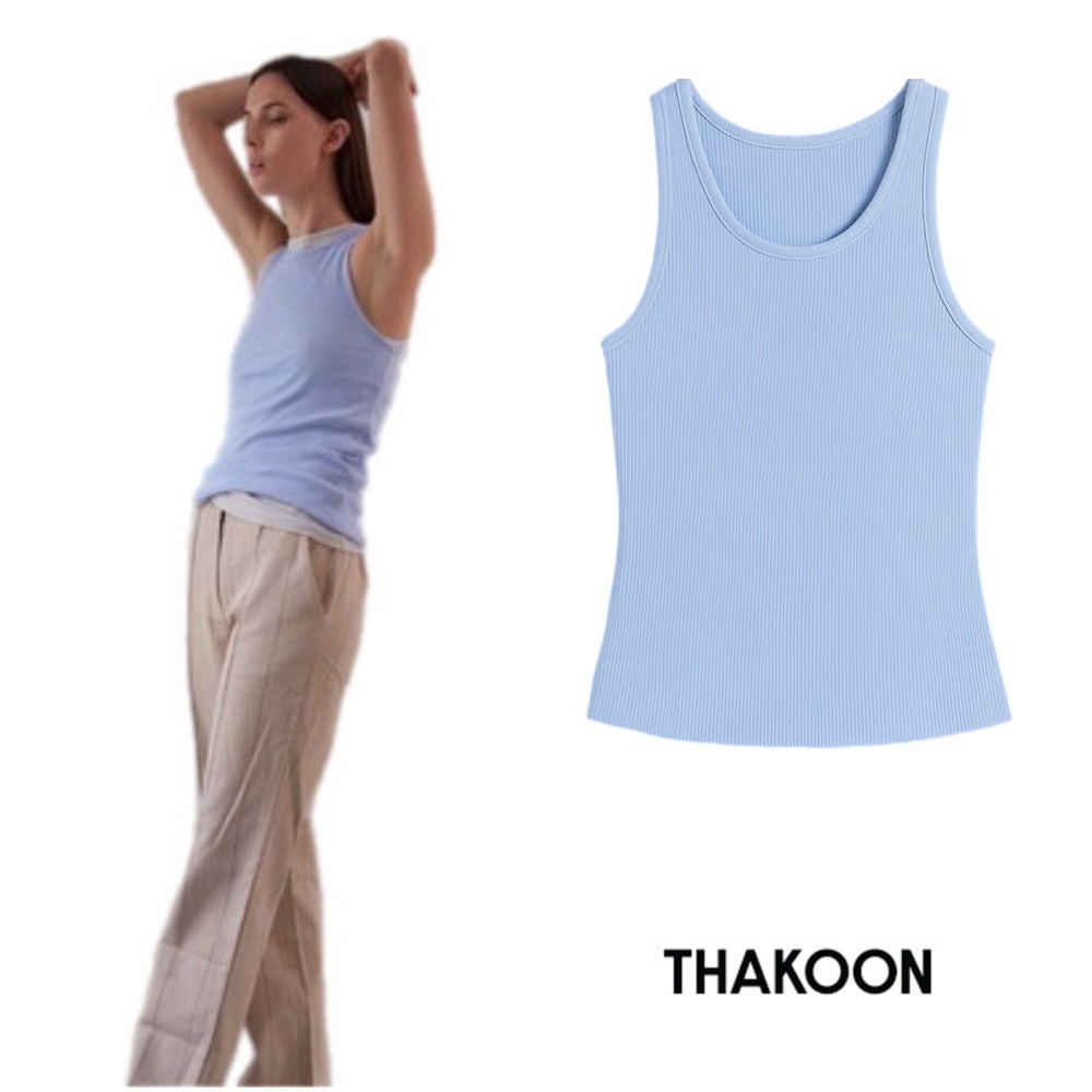 NEW Thakoon Sky Blue Ribbed Tank Top